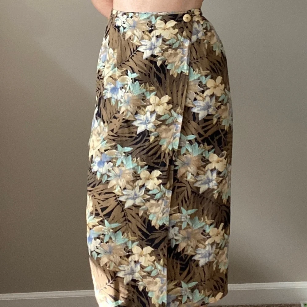 Vintage Sharon Anthony Hawaiian Wrap Midi Skirt